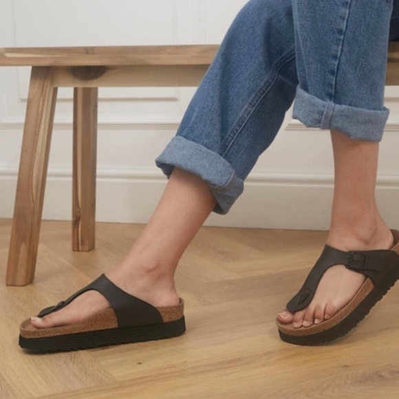 Birkenstock Shoes - Birkenstock Papillio | Women's gentle blue Papillio Gizeh Platform Sandal, sz 8W